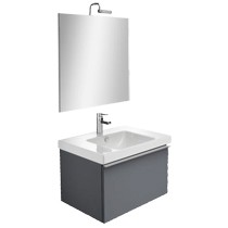 Комплект мебели для ванной Odeon Up 70 см, серый антрацит, без подсветки, отверстие для смесителя, подвесной монтаж E4732-00+EB1082-NF+EB860-N14 Jacob Delafon