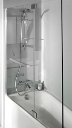 Шторка для ванны Adequation 100х140 см, с полотенцедержателем, прозрачная, поворотная E4931-GA Jacob Delafon