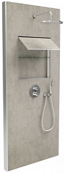 Душевой сет со стеновой панелью Ecrin 100х233,5 см, облачно-серый, в угол, круглая лейка, термостат, верхний душ, с лейкой E80301-D35 Jacob Delafon