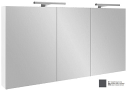 Зеркало 100х65 см, 3 шкафчика, серый антрацит глянцевый, с подсветкой EB1367-442 Jacob Delafon