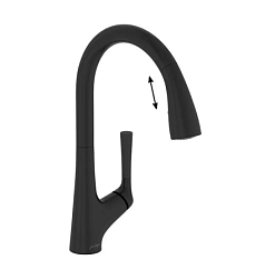 Смеситель для кухни с выдвижной лейкой Malleco матовый, чёрный цвет E562-BL Jacob Delafon