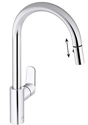 Смеситель для кухни с выдвижной лейкой July+ 2 режима, холодный старт E35687-4-CP Jacob Delafon