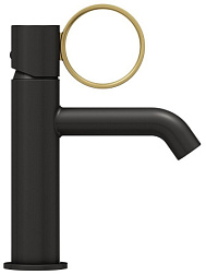 Смеситель для умывальника Vivienne Signature матовый, ручка латунь, неповоротный излив, чёрный цвет, без донного клапана E38682-LB3-BL Jacob Delafon