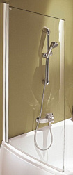 Шторка для ванны Micromega Duo 79х140 см, изогнутая, стационарная, прозрачная E4910-GA Jacob Delafon