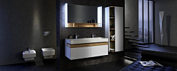 Комплект мебели для ванной Terrace 120 см, блестящий белый лак, подвесной монтаж, с подсветкой EB1183-NF+EB1188-G1C+EXB9112-00 Jacob Delafon
