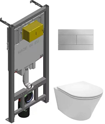 Комплект унитаза с инсталляцией Rodin+ глубина унитаза 53см, клавиша хром матовый, с микролифтом, безободковый E21751RU-00 Jacob Delafon