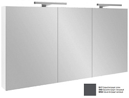 Зеркало 140х65 см, серый антрацит глянцевый, 3 дверцы, с подсветкой EB1370-442 Jacob Delafon