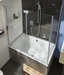 Фронтальная панель для ванны Capsule 120 см, серый блестящий, для установки в угол, реверсивный E6D128-GA Jacob Delafon