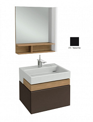 Комплект мебели для ванной Terrace 60 см, черный лак, 2 ящика, с полкой, подвесной монтаж, с подсветкой EB1180D-NF+EXE9112-00+EB1185-274 Jacob Delafon