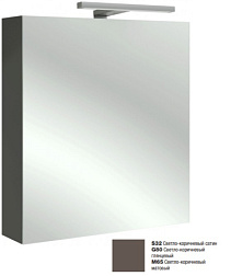 Зеркало Odeon Up 60х65 см, розетка, правосторонний, светло-коричневый глянцевый, с подсветкой EB1362D-G80 Jacob Delafon