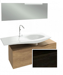 Комплект мебели для ванной Stillness 120 см, натуральный темный дуб, смещенная установка раковины, подвесной монтаж, с подсветкой E1292-00+EB2008-NF+EB2001-P7 Jacob Delafon