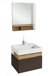 Комплект мебели для ванной Terrace 60 см, справа, ледяной коричневый, зеркало с полкой, подвесной монтаж, с подсветкой EXE112-00+EB1185-N23+EB1180D-NF Jacob Delafon